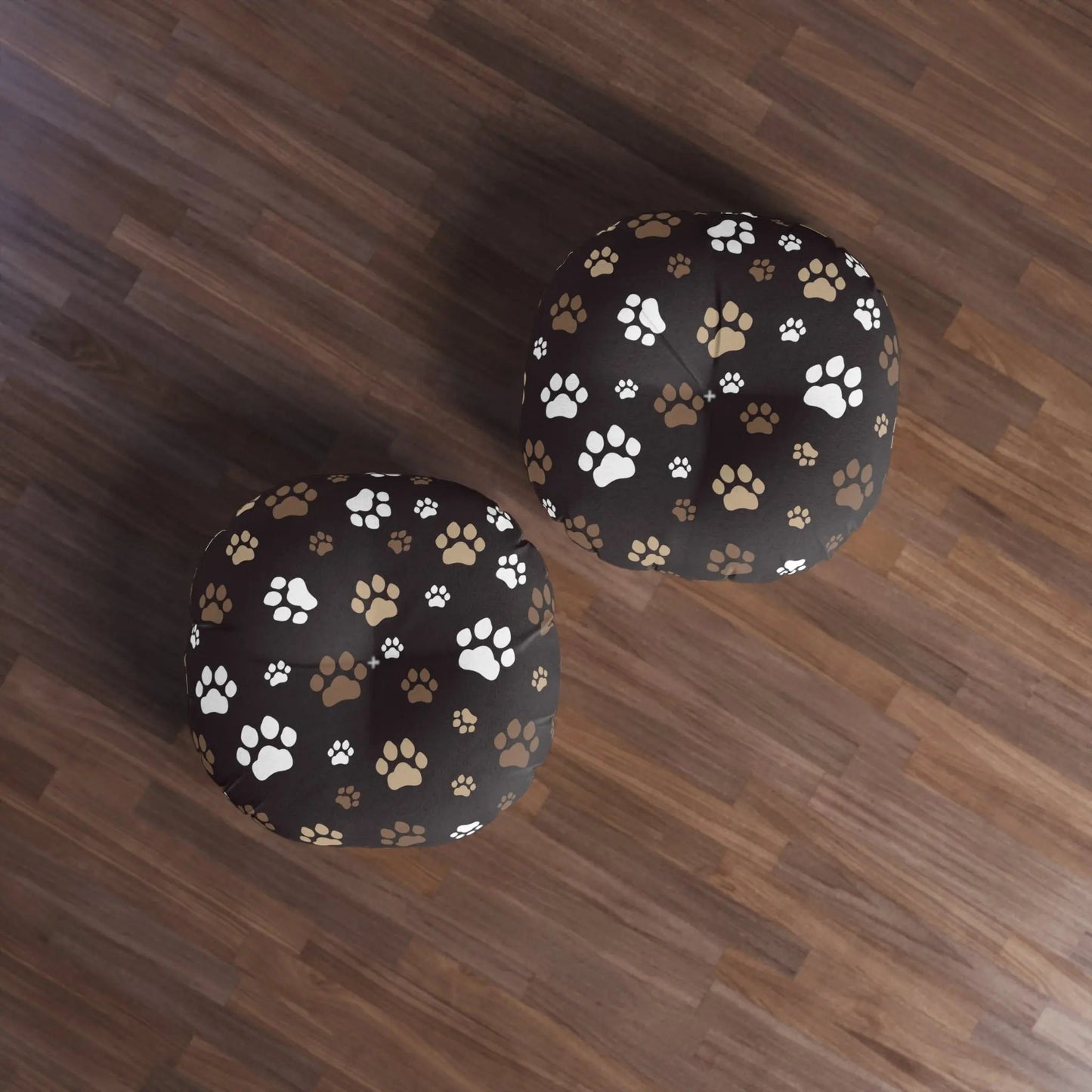 Cozy Tufted Floor Pillow with Paw Print Design - Pet Lover's Essential
