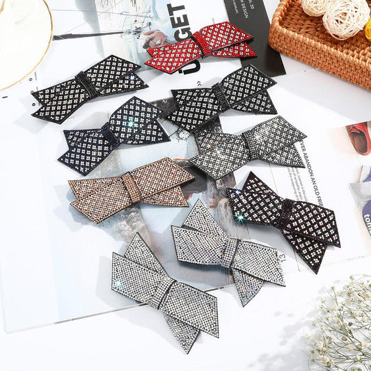 Crystal Big Bow Barrettes Hair Clips For Women Ponytail Holder Girls Hair Accessories Rhinestone Hairpins Fashion Hairgrips Band Accessories For Party