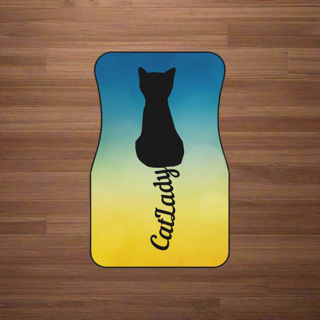 Cursive Tail Cat Lady Car Mats