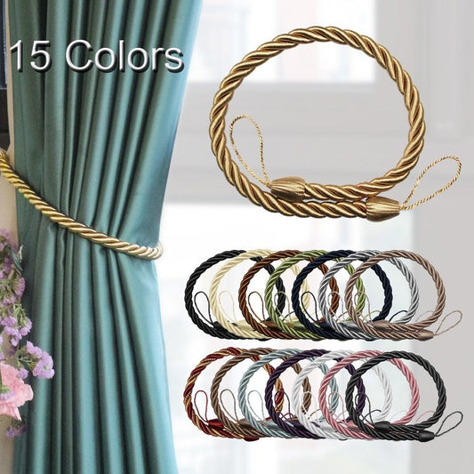 Curtain Tie Backs Gold Handmade Weave Curtain Holder Clip Buckle Rope Home Decorative Room Accessories Curtain Tieback Curtain Handmade Tiebacks Ropes Holdbacks 74CM