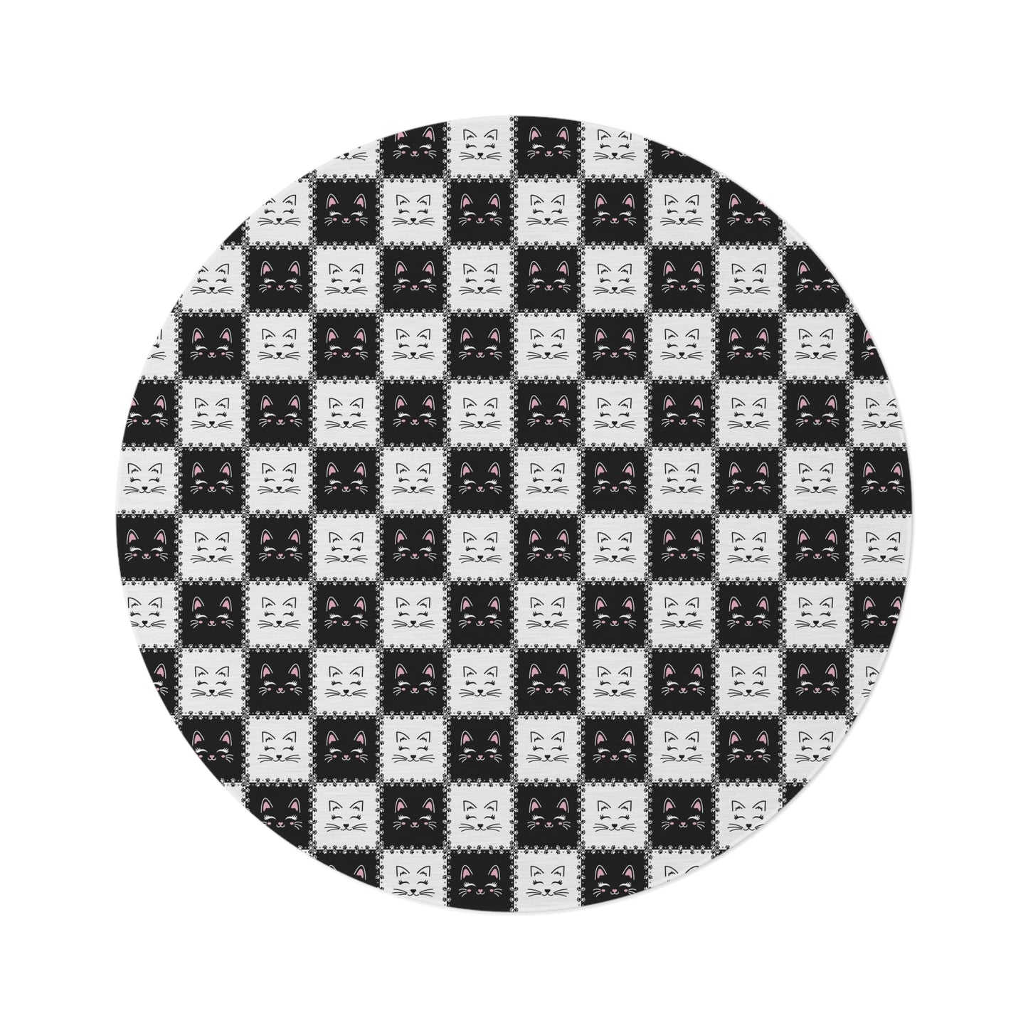 Cute Cat Faces Round Rug | Cozy Home Decor for Cat Lovers