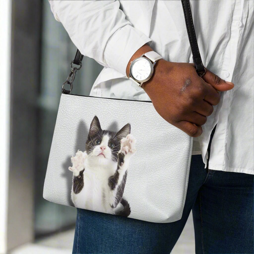 “Caught Mid-Chaos” Cat Crossbody Bag