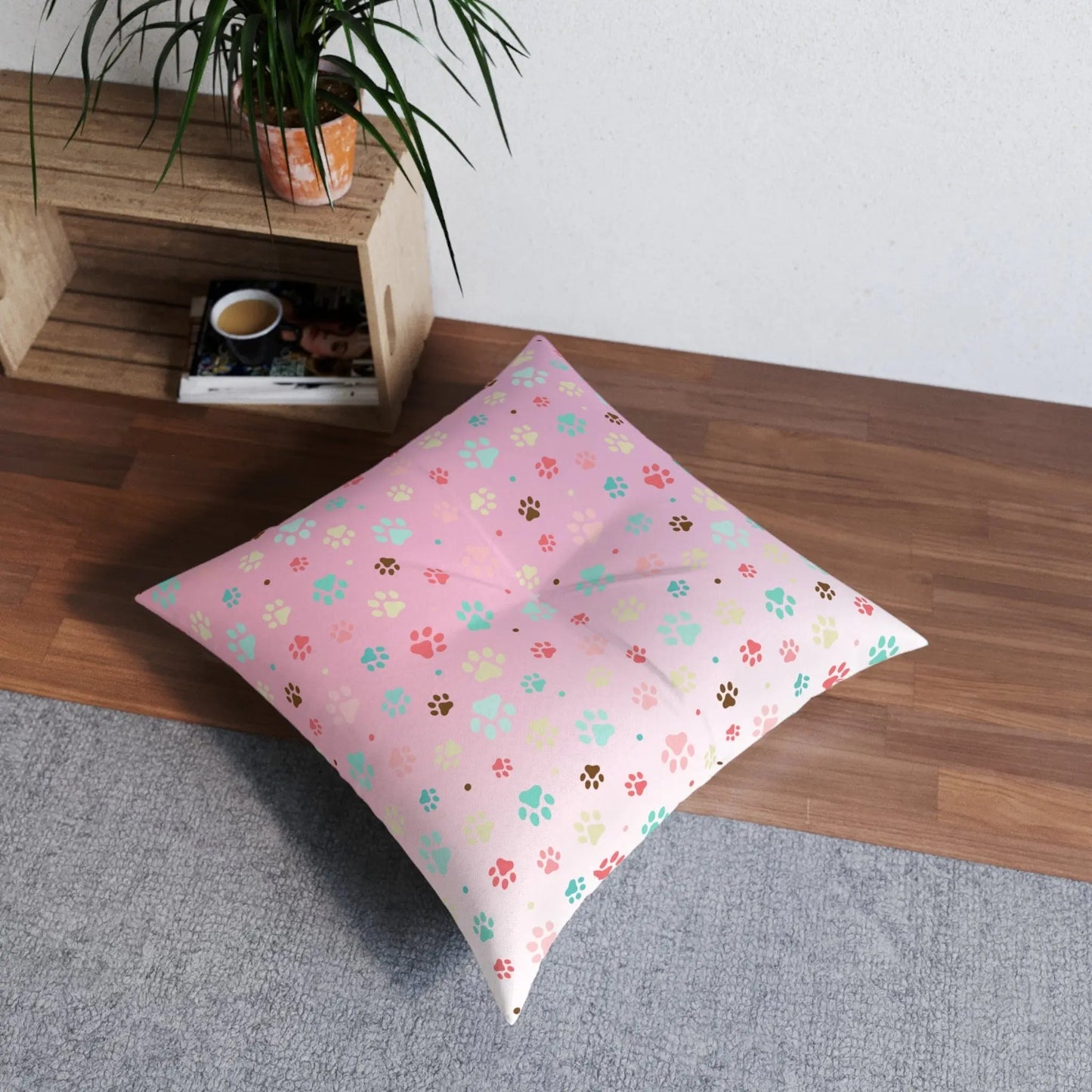 Cute Pet Paw Print Tufted Floor Pillow