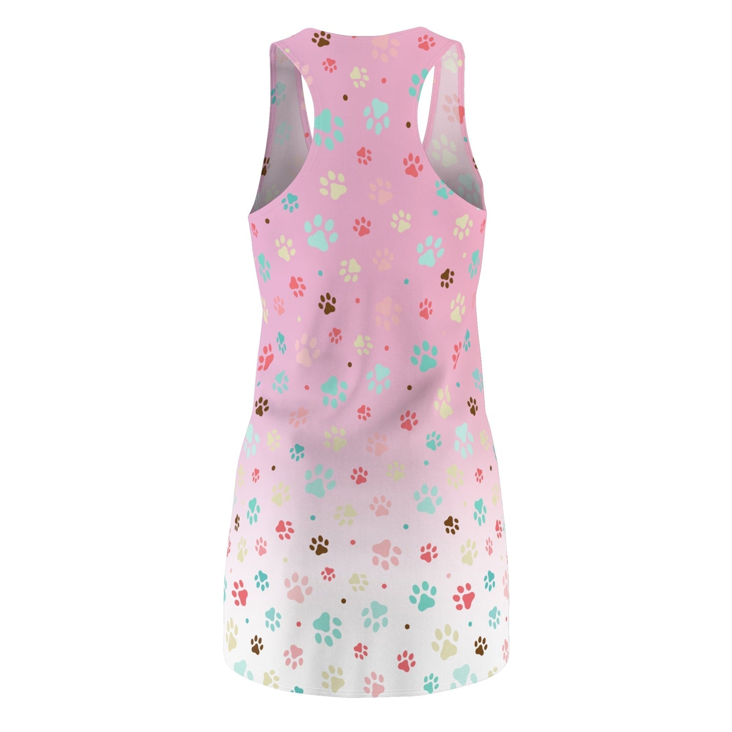 Cute Pink Paw Print Racerback Dress for Pet Lovers