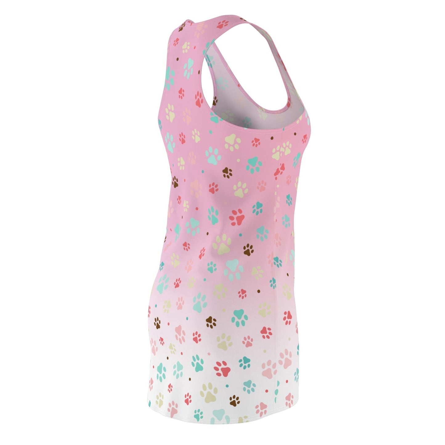 Cute Pink Paw Print Racerback Dress for Pet Lovers
