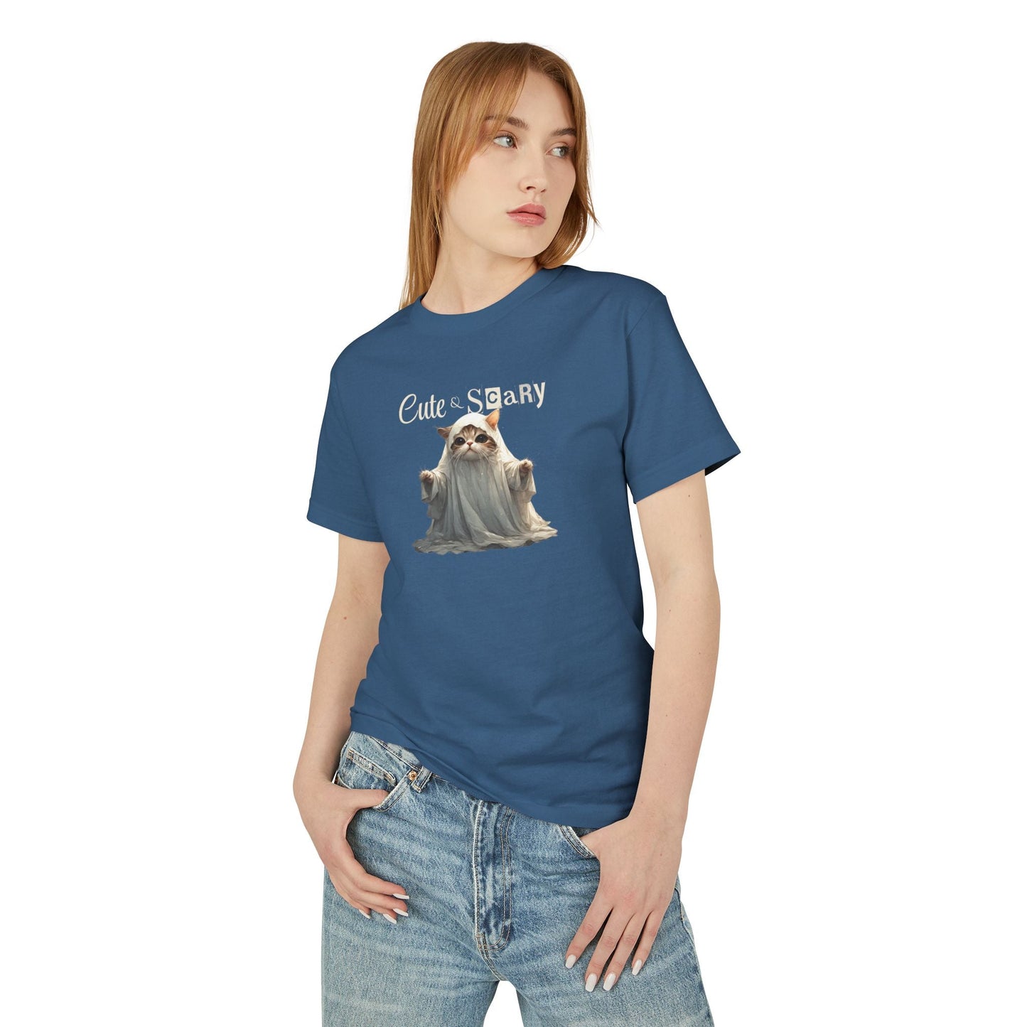 Cute Scary Ghost Kitty Unisex Tee for Spooky Style