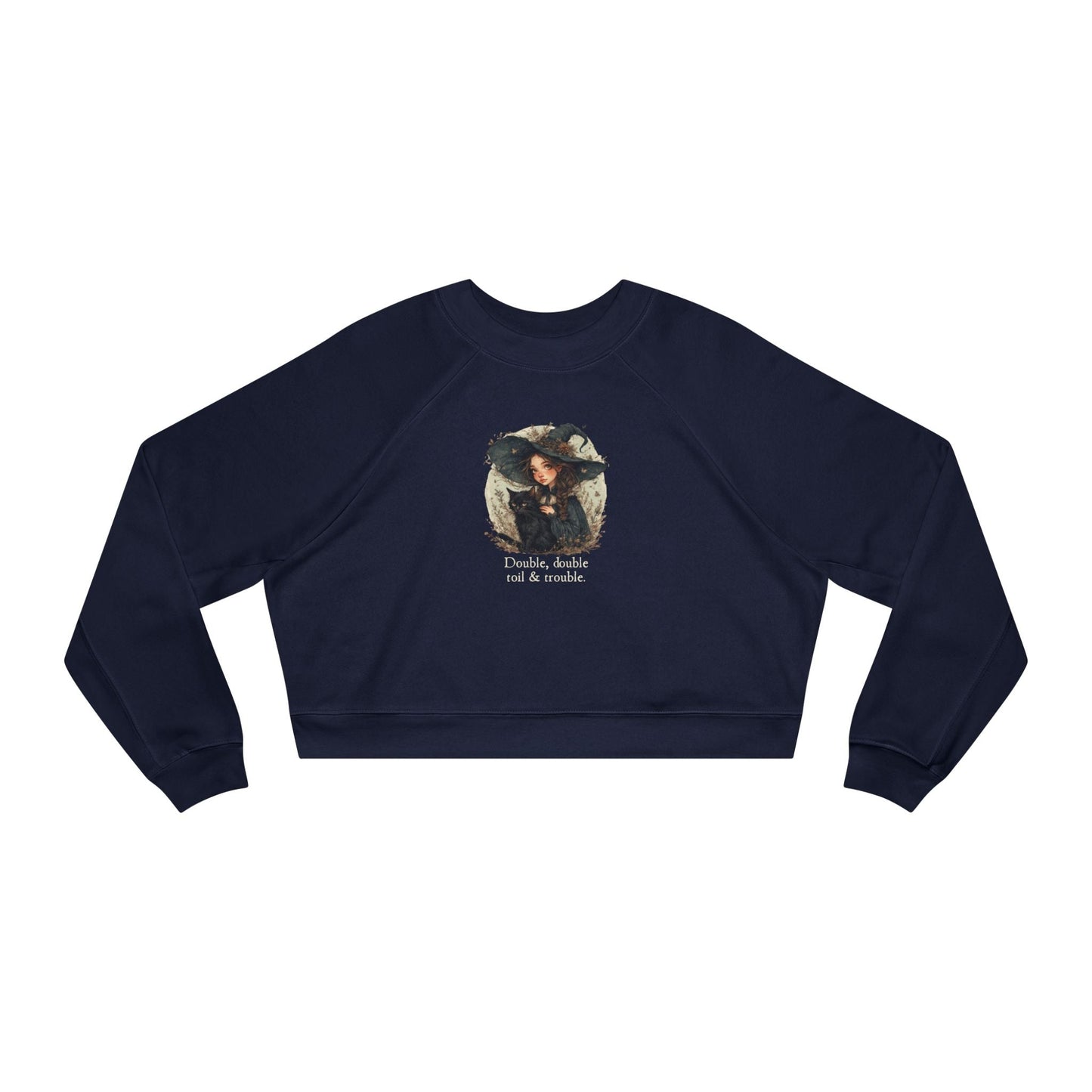 Cute Witchy Cat Lady Cropped Sweatshirt for Women - Halloween Pullover