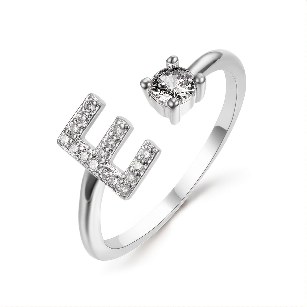 Popular Fashion Silvery AZ Letter Ring Initials Wedding Love Couple Rings Bridesmaid Gift