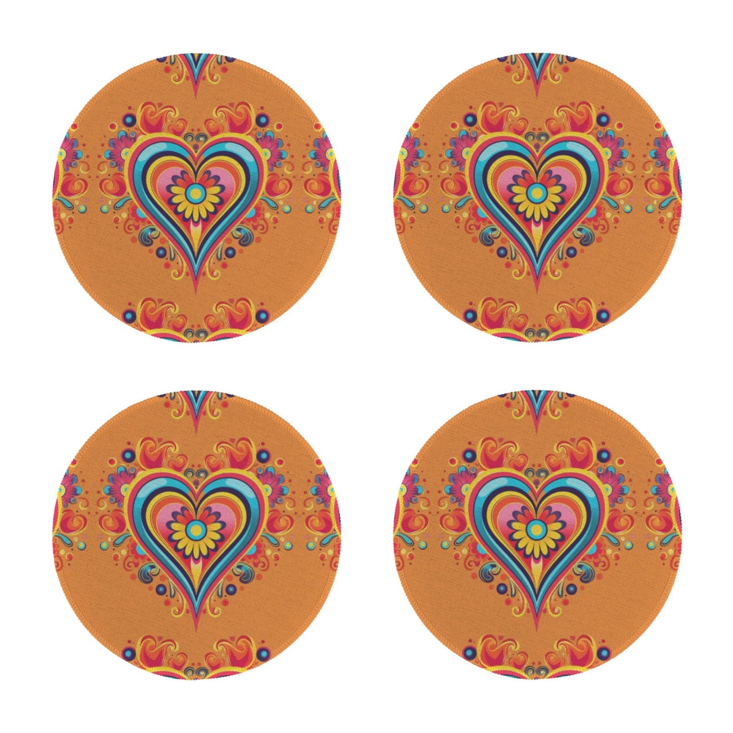 1970s Heart Custom Round Placemat - 4 pack (Made in USA)