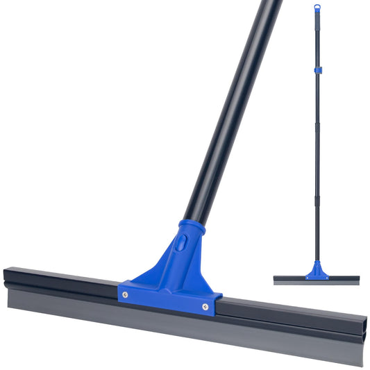 Floor Squeegee with Telescopic Long Handle 59 Heavy Duty 18" Rubber Wiper Broom for Concrete Bathroom Tile Garage Deck