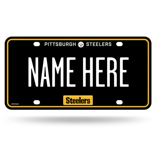 Rico Industries NFL Football Pittsburgh Steelers Personalized Metal Auto Tag 8.5" x 11" - Great for Truck/Car/SUV