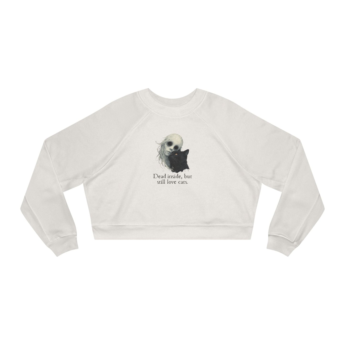 Dead Inside Cat-Lover Cropped Fleece Pullover