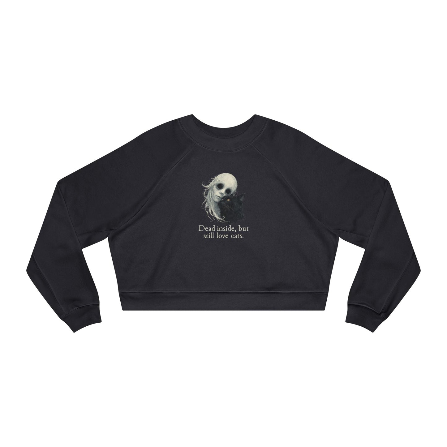 Dead Inside Cat-Lover Cropped Fleece Pullover