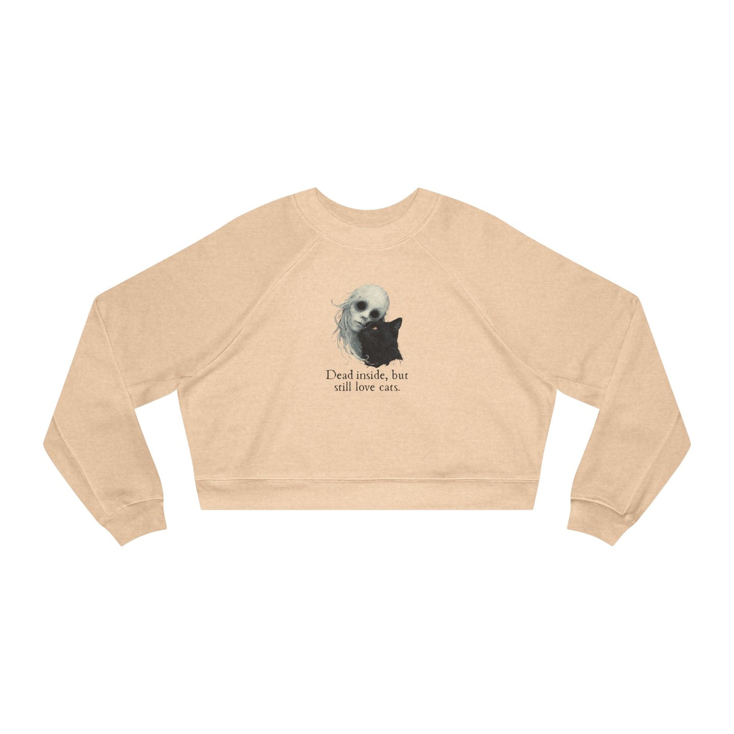 Dead Inside Cat-Lover Cropped Fleece Pullover