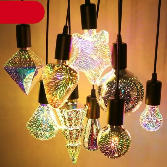 Decoration LED Light Bulb Vintage Star Fireworks Bulb Lamp For Home Party Balcony Garden Christmas Halloween Decoration LED Multicolor Infinity 3D Fireworks Effect