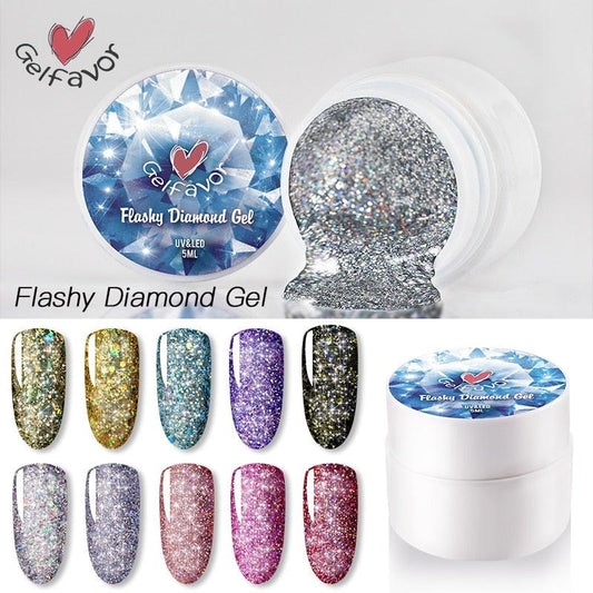 Diamond Gel Nail Polish 5ML Permanent Varnish Painting UV Manicure Reflective Sparkling Luxury Design Nail Gels for Women and Girls