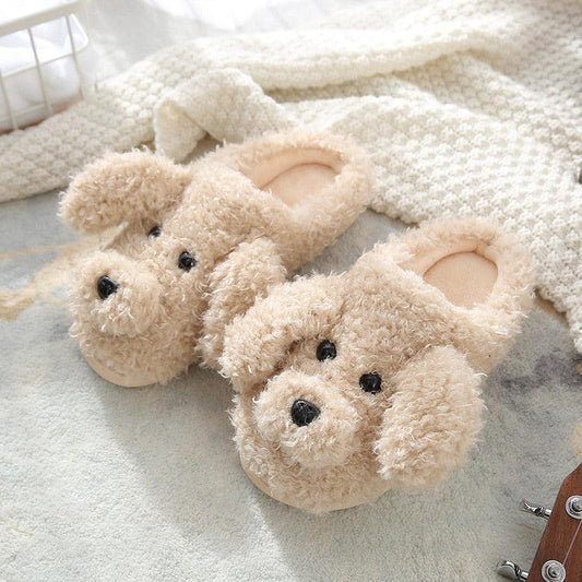 Dog Slippers Women Winter Warm Soft Plush Shoes Men Couples Slippers For Home Indoor Bedroom Fluffy Furry Memory Foam Cross Band Slip On Indoor Outdoor Slippers