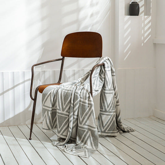 Nordic Geometric Triangle Knitted Blanket, Sofa Cover, Upholstery, Office Shawl Blanket Lavik