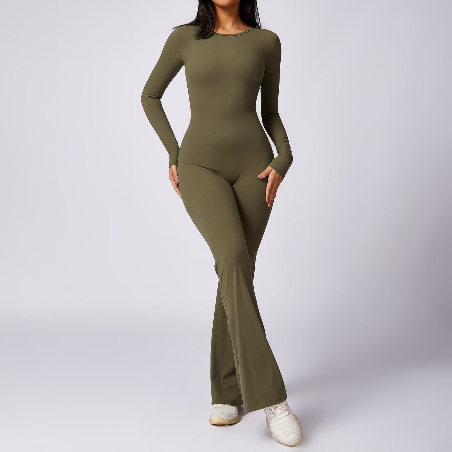Leisure Horn Long Sleeve Yoga Jumpsuit Tight Quick-drying Sports Workout