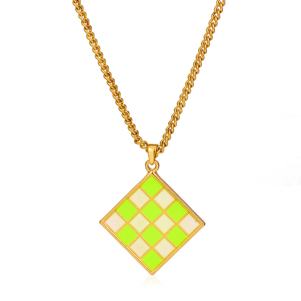 Sweet Square Clavicle Chain Drawing Board Color Matching Necklace Female