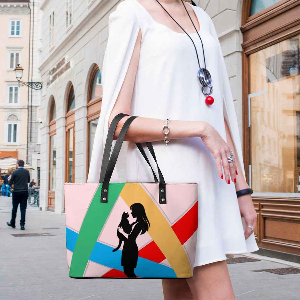 “Not a People Person” Cat Tote Bag – Abstract Art Shoulder Bag (Furreal Priorities Edition)
