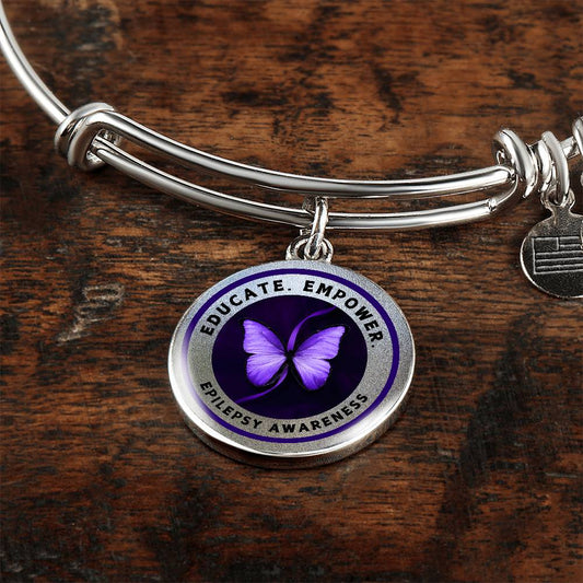 Educate, Empower: Epilepsy Awareness Bracelet in Silver
