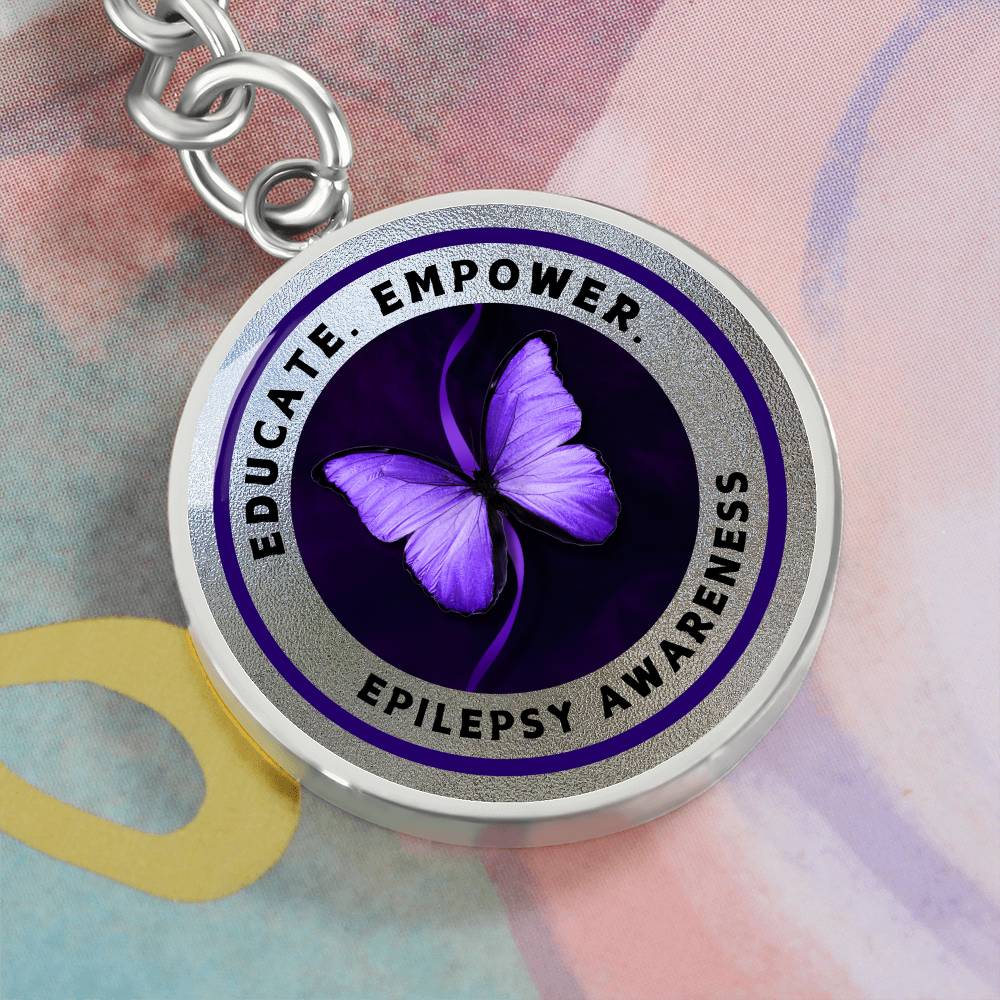 Educate. Empower. Epilepsy Awareness Keychain (Silver Edition)