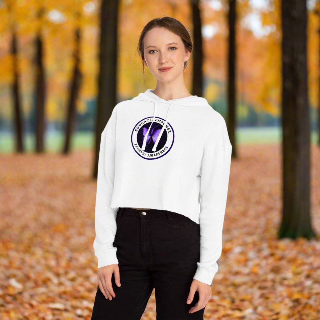 Educate, Empower Epilepsy Awareness Women's Cropped Hooded Sweatshirt
