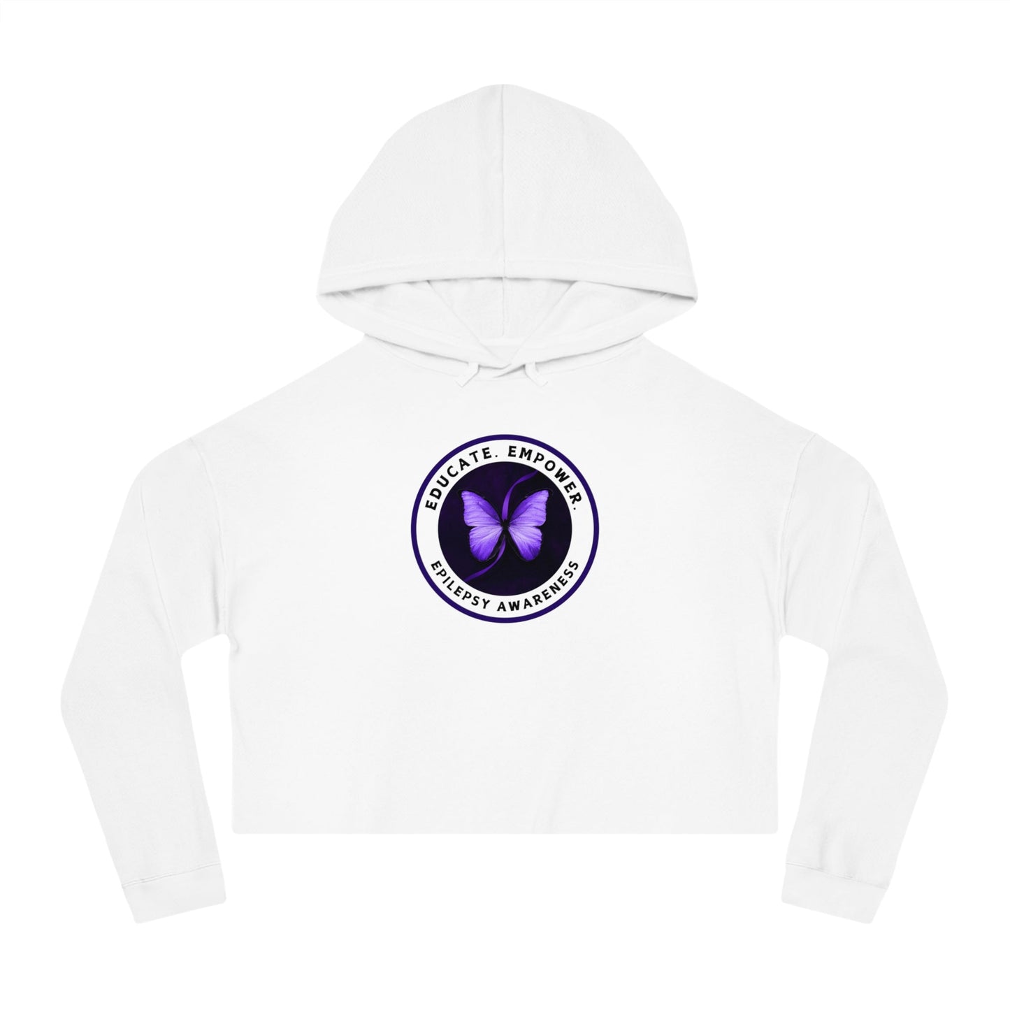 Educate, Empower Epilepsy Awareness Women's Cropped Hooded Sweatshirt
