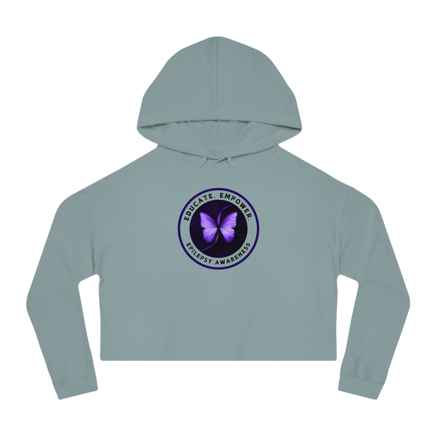 Educate, Empower Epilepsy Awareness Women's Cropped Hooded Sweatshirt