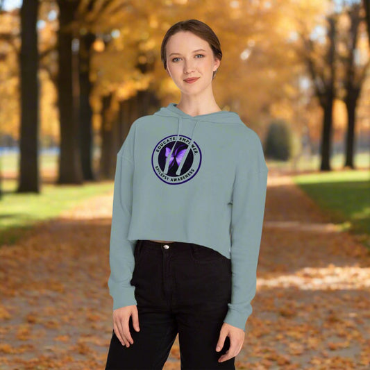 Educate, Empower Epilepsy Awareness Women's Cropped Hooded Sweatshirt