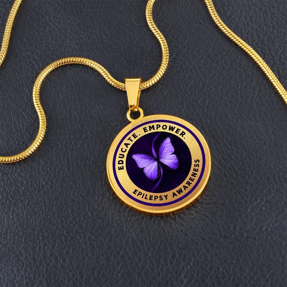 Educate, Advocate, Empower — Gold Epilepsy Awareness Necklace