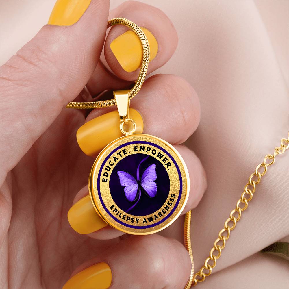 Educate, Advocate, Empower — Gold Epilepsy Awareness Necklace