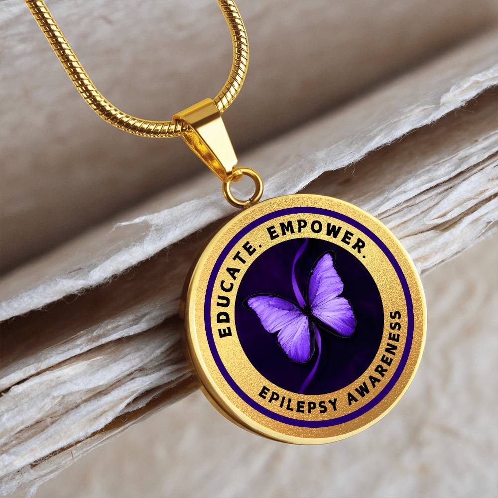 Educate, Advocate, Empower — Gold Epilepsy Awareness Necklace