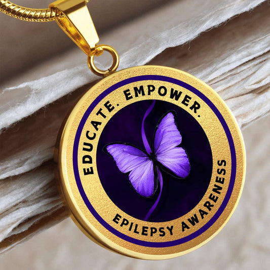 Educate, Advocate, Empower — Gold Epilepsy Awareness Necklace