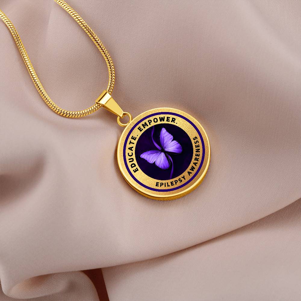 Educate, Advocate, Empower — Gold Epilepsy Awareness Necklace