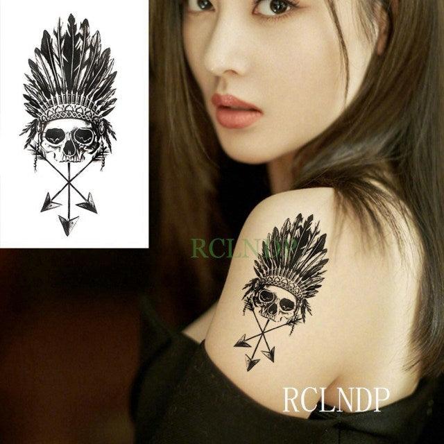Elegant Black Waterproof Temporary Tattoo Stickers Moon Hill Modern Body Art Stickers Hand Foot High Quality For Womens