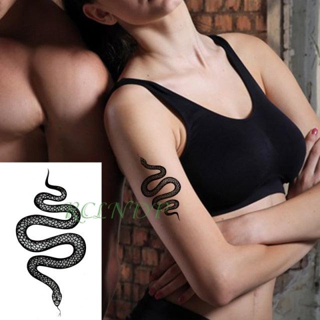 Elegant Black Waterproof Temporary Tattoo Stickers Moon Hill Modern Body Art Stickers Hand Foot High Quality For Womens