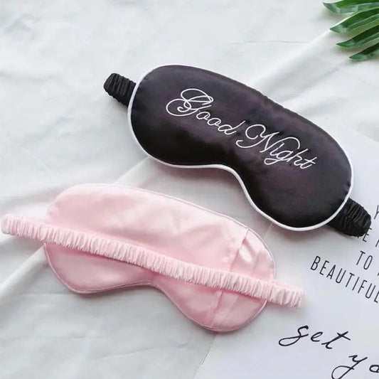Elegant Good Night Soft Eye Masks Cute Design Eye Cover Sleeping Blindfold Women Eye Cover Full Night's Sleep Travel Portable Lightweight Eye Mask