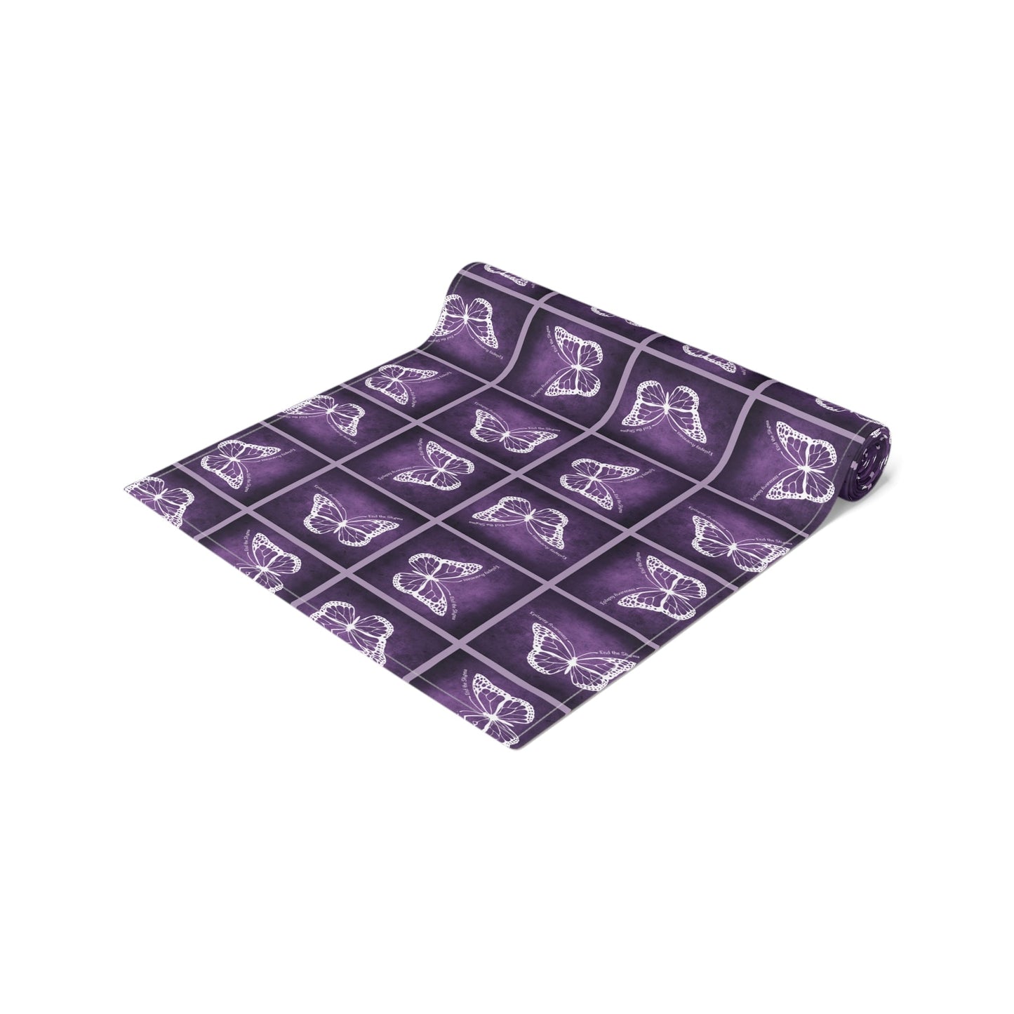 Elegant Purple Butterfly Design Table Runner