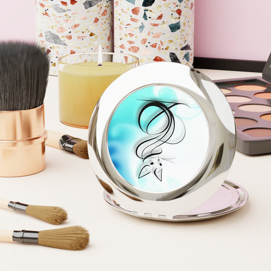 Elegant Swirly Cat Compact Travel Mirror