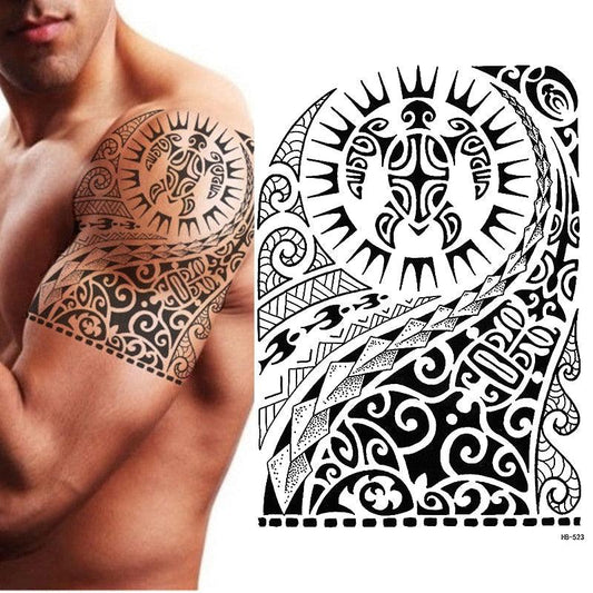 Elegant Temporary Waterproof Tattoos Big Tribal Sticker Black Large Body Art Makeup Fake Tattoo For Mens Womens