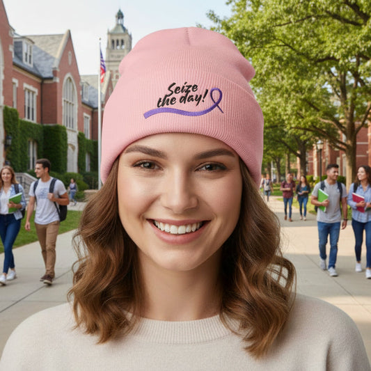Embroidered Seize the Day Beanie