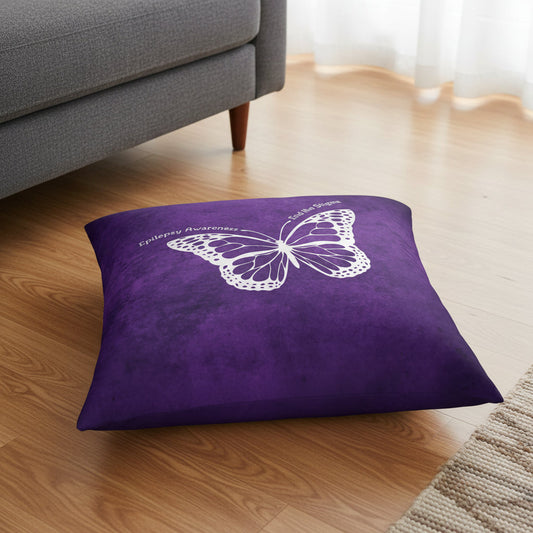 Epilepsy Awareness Butterfly Tufted Floor Pillow - End the Stigma
