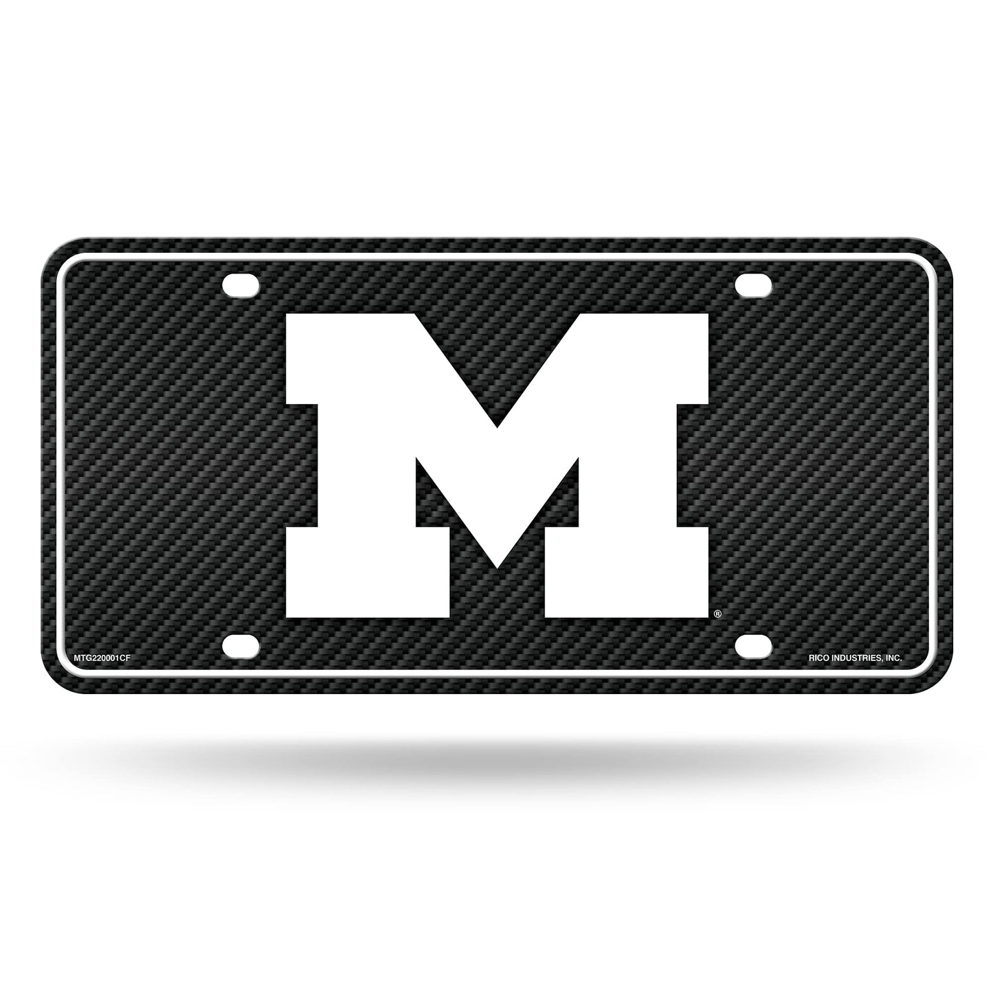 Rico Industries NCAA Michigan Wolverines Carbon Fiber Metal Auto Tag 8.5" x 11" - Great for Truck/Car/SUV