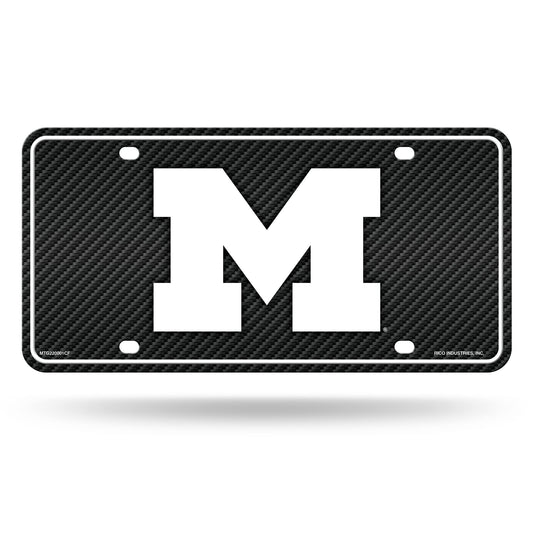 Rico Industries NCAA Michigan Wolverines Carbon Fiber Metal Auto Tag 8.5" x 11" - Great for Truck/Car/SUV