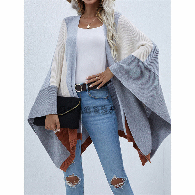 Women's Check Plus Size Loose Knit Cardigan