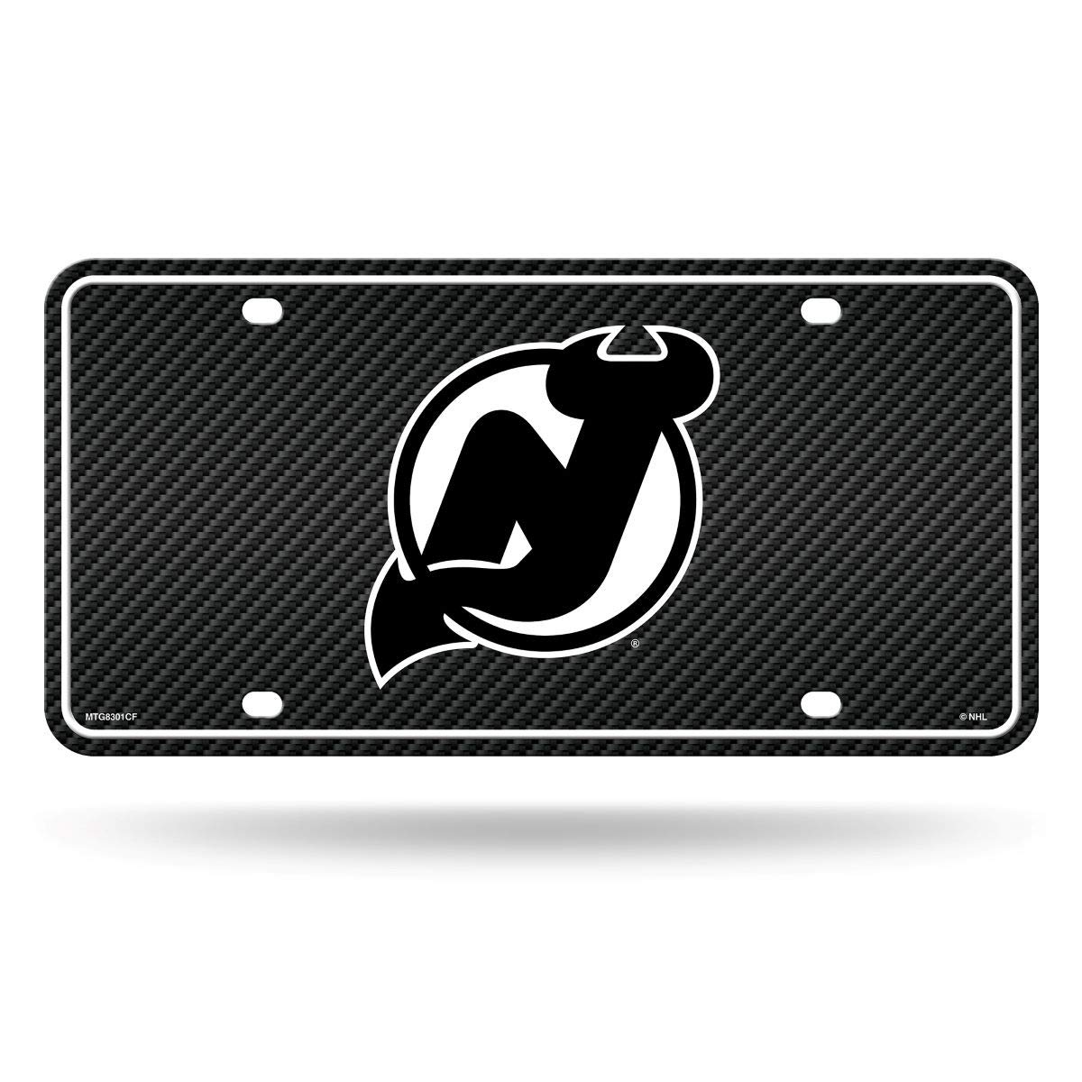 Rico Industries NHL New Jersey Devils Carbon Fiber Metal Auto Tag 8.5" x 11" - Great for Truck/Car/SUV