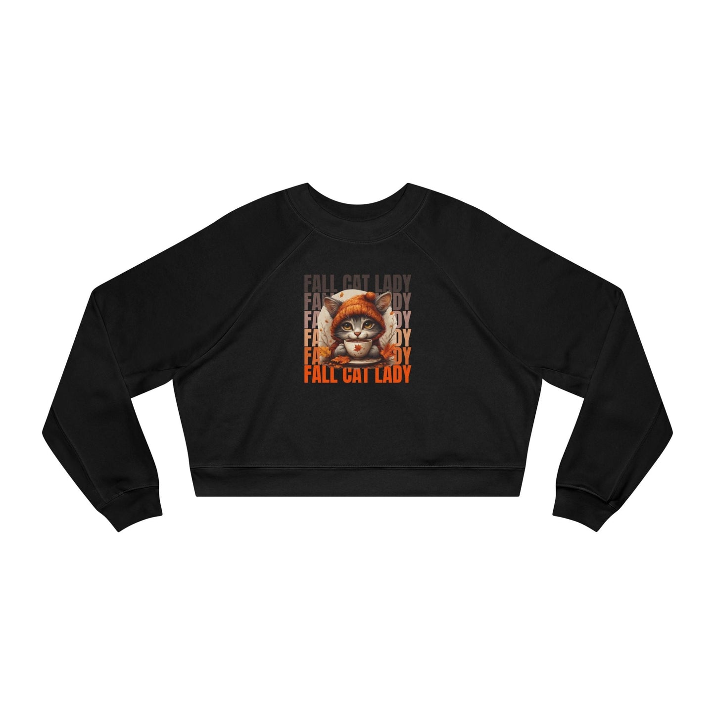 Fall Cat Lady Cropped Pullover Sweatshirt for Cozy Autumn Vibes