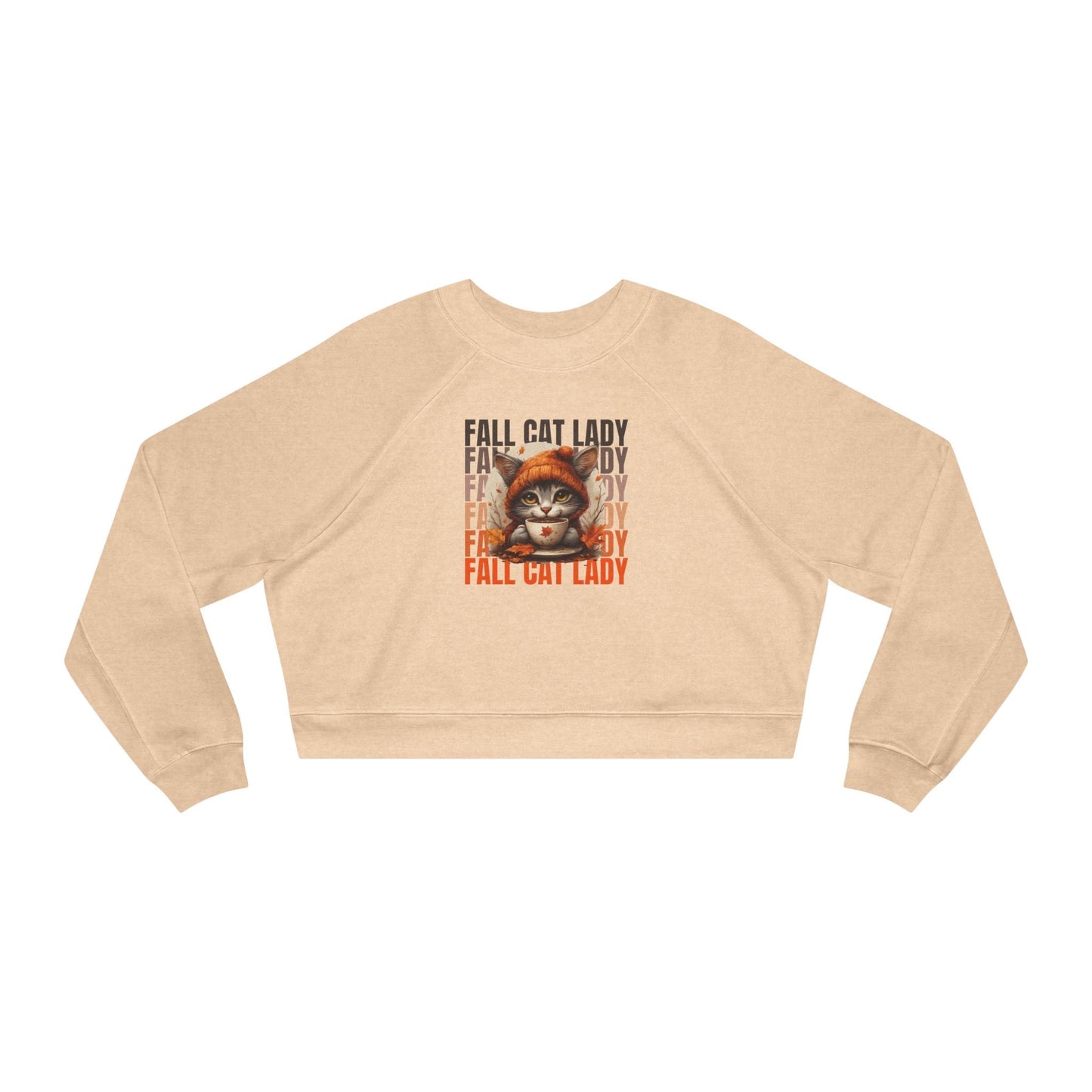 Fall Cat Lady Cropped Pullover Sweatshirt for Cozy Autumn Vibes